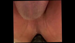 Video 1598855405: inserts huge dildo, cockring