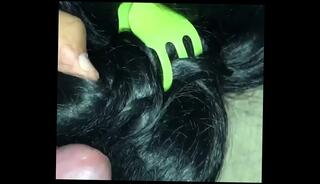 Video 920510405: hairjob cum, long haired hairjob, black cum