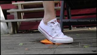 Video 1573329553: solo female feet, feet foot, ball crushing foot, amateur solo female, solo female public, outside foot