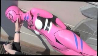 Video 932011004: pink latex catsuit, latex slave, bdsm fetish