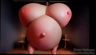 Video 1608755305: breast inflation, breast expansion, inflatable butt, belly inflation