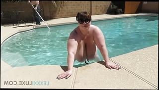 Video 1218036601: lexxxi luxe, ssbbw teasing, sexy ssbbw, topless tease, straight guy teasing, topless pool