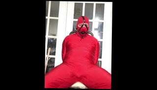 Video 1460686103: amateur piss fetish, self bondage gagged, solo male piss, solo amateur toys, spandex bondage, gagged sub, red bondage