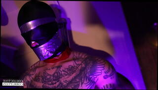 Video 1442196235: latex femdom bondage, bondage blindfold, bdsm bondage sub, femdom male bondage, self bondage, tattooed bdsm sub