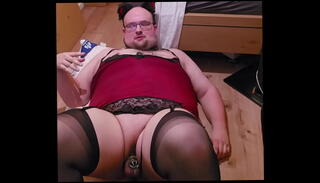 Video 1611140635: chubby sissy fucked, sissy fuck machine, chubby crossdresser