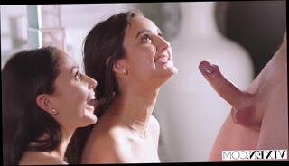 Video 1663726054: ariana marie, brunette babe threesome, threesome blowjob