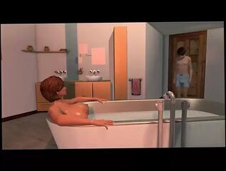 Video 348791301: cartoon mom, cartoon hot, mom bathtub, straight
