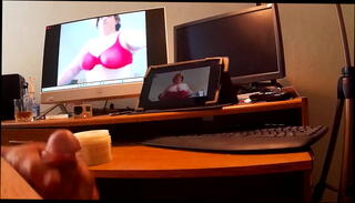 Video 1590254465: oiled boobs tits, oil cum, voyeur cum, oil masturbation, oil jack, wife cum face, face cum creamed