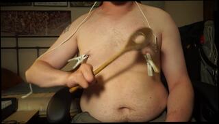 Video 1582194693: gag nipple clamps, gagged caged, fetish gagging, solo gagging, solo amateur toys, solo male toy, self spanking