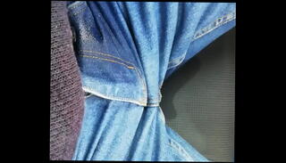 Video 1595614095: pee jeans wetting, car pee, park pee, pee outdoors, pee loving