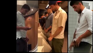 Video 1562753675: men pissing urinal, voyeur pissing, public urinal