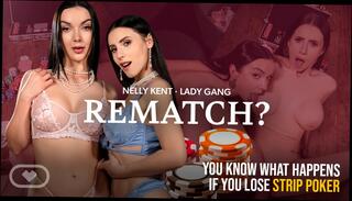 Video 1620044354: threesome vr porn, lady gang, brunette threesome cowgirl, big tits threesome, play strip game, lady sitting