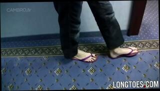 Video 1665047985: sexy feet flip flops, sexy long toes feet, big feet long toes, feet red toes