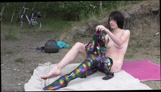 Video 1588143584: fetish solo, spandex fetish, solo female public