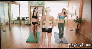 Video 86373504: busty brunette babe, busty yoga, sexy big boobs babe, boobs blondie babe, big tits blonde brunette