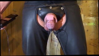 Video 1608157055: cage butt plug, butt plug bdsm, fetish bdsm anal, bdsm milking, bukkake fetish, butt plug cum, butt plug orgasm, stimulation cum milking, hand milked, leather bdsm