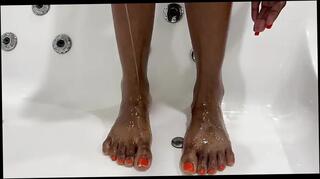 Video 1654362671: massage oiled feet foot, worship feet foot toes, pov oil massage, feet massaging straight, skinny oiled, oiled curves, oil time, takes oil, english pov