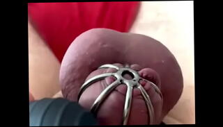 Video 1475919595: sissy caged cumming, bdsm cage, sissy bukkake, sissy masturbation cum