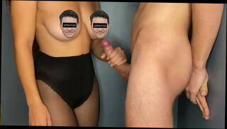 Video 1593518325: pantyhose handjob, pantyhose cumshot, handjob massive cumshot, breast handjob, breast porn