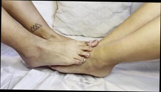 Video 1594454255: oil foot massage, feet oil massage, sexy foot massage, oil rubbing, long oiled, feet together