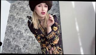 Video 1658702723: smoking fetish solo, femdom female domination, vintage female domination, femdom humilation, femdom domination blonde, goddess worship, dominant woman, amateur female domination, solo cigarette smoking, vintage dress, long vintage, pale amateur