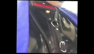 Video 1142125175: latex ball gag, latex crossdresser, latex public