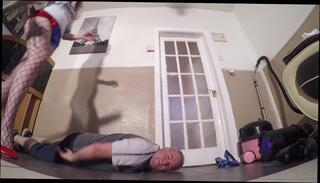 Video 1619011663: harley quinn, femdom female domination, bondage female domination, feet domination, amateur female domination, femdom face trample, high heel domination, feet dancing, cosplay femdom, dominated hard, cam dance, red head cam