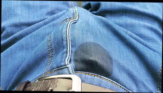 Video 1617668965: jeans peeing, park pee, public outdoor peeing, car pee