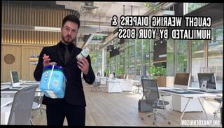 Video 1599517483: pissing peeing fetish, solo pee fetish, pissing diapers gay, diaper humiliation, solo male pee, humiliate boss, wearing diapers, boss caught