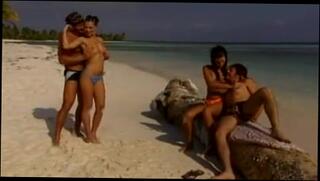 Video 344024804: double penetration anal sex, double penetration group sex, brunette double penetration, beach double, beach foursome