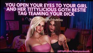 Video 1654536003: erotic ffm threesome, ffm blowjob threesome, amateur ffm threesome, threesome ffm big, worship threesome, deep throat cock worship, tits ffm, men worship, dick girl, goth dick, team dick