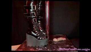 Video 1580579033: cbt cock ball torture, cbt foot job, feet foot job, amateur foot job cumshot, ball crushing foot job, cock trample foot job, black cock foot job, couple foot job, stripper feet, boots foot job, goth foot
